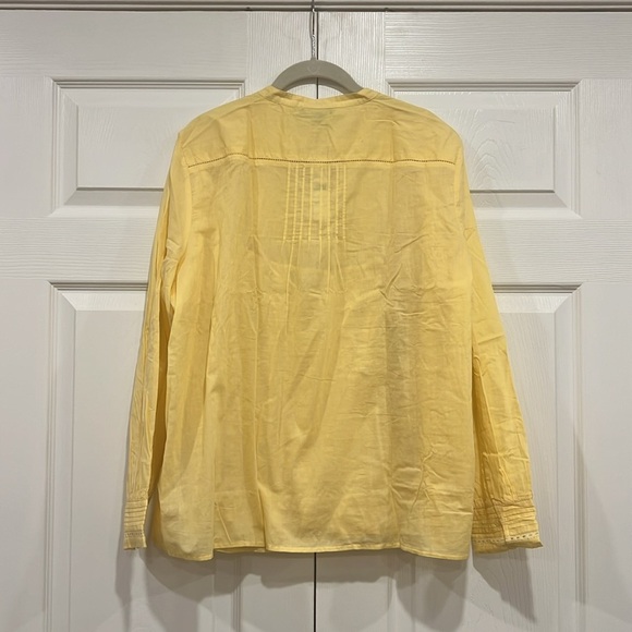 J. Crew Pintuck Lace-trim Top in Cotton Voile Pale Banana Yellow Size XXL - Picture 7 of 8